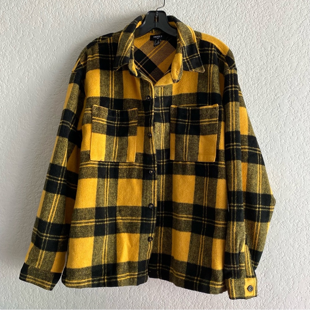 Forever 21 Yellow and Black Plaid Jacket